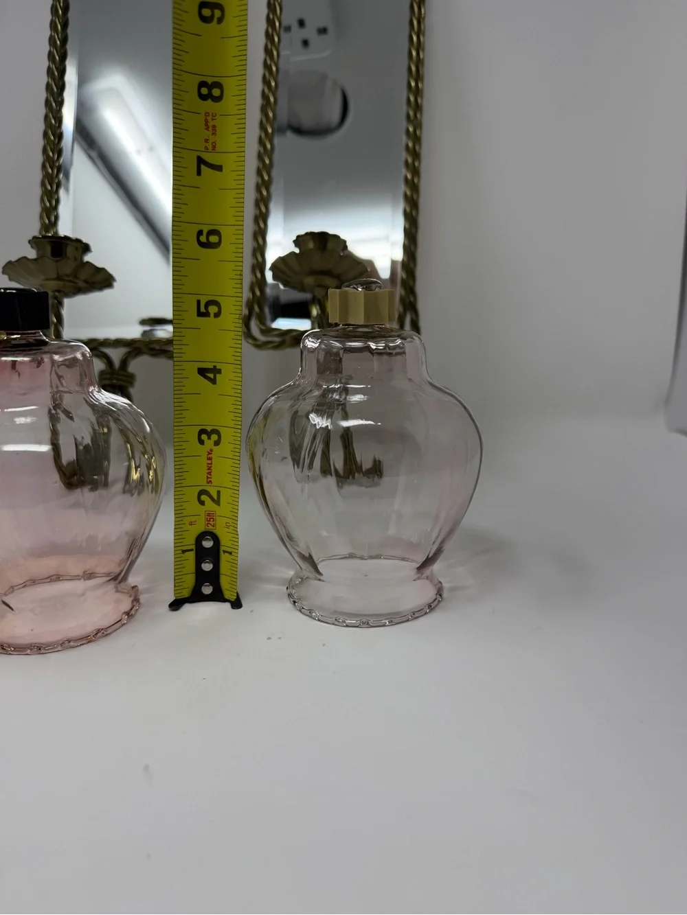 VTG Hollywood Regency Mirrored Wall Sconce Candle Holders Rope Tassels Set of 2